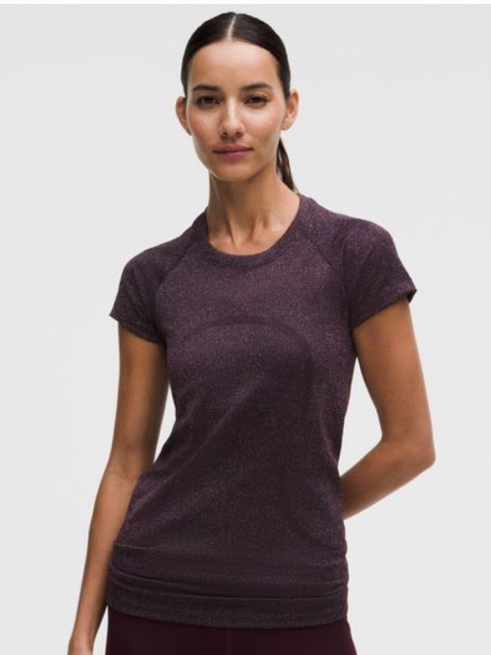 Swiftly Tech Shirt 2.0 Hip Length Black Plum/Rainbow Lurex Size 2 NWOT